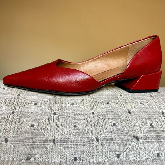 Sarto by Franco Sarto Monana Red Leather Slip On Flat Low Block Heel Women’s 6 M - Picture 2 of 16